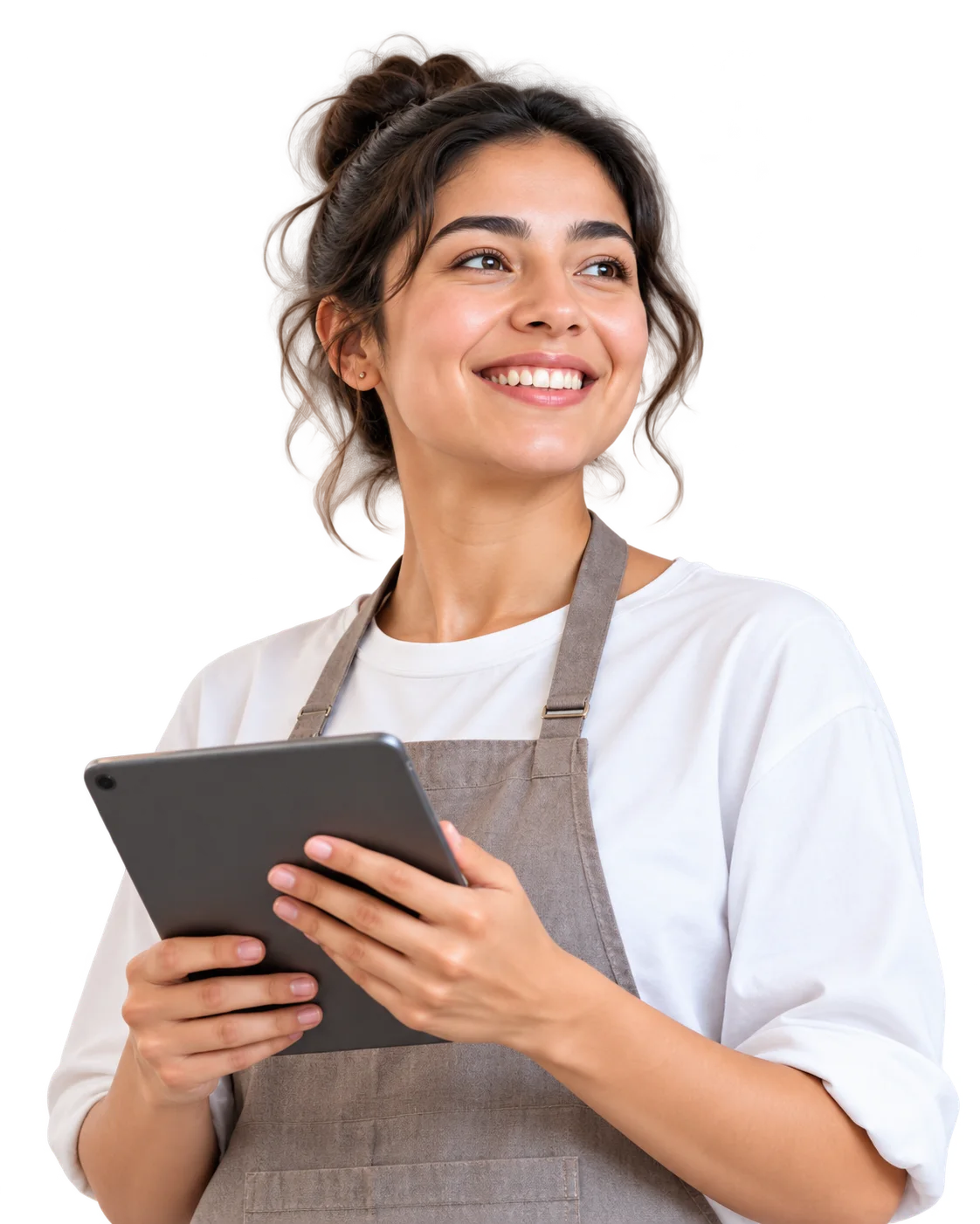 Emprendedora con una tableta en su tienda